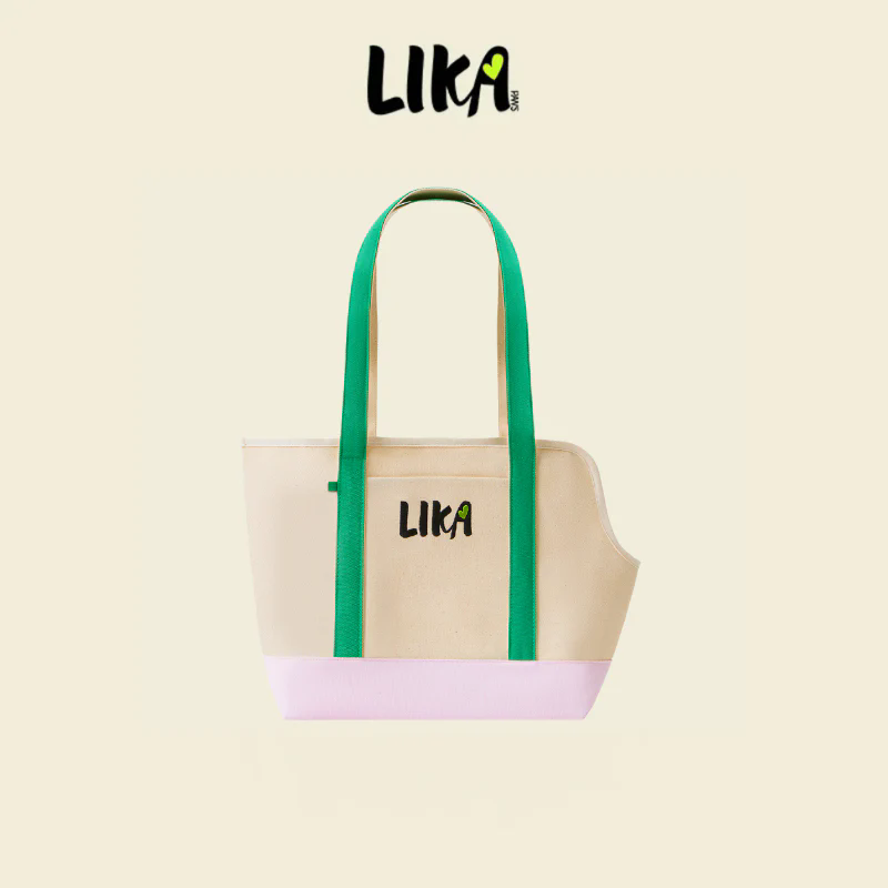 有 LIKAPAWS貓狗用品寵物帆布出行包拾便包撞色設計斜口寵物背包出行 適用於0-12.5kg狗狗