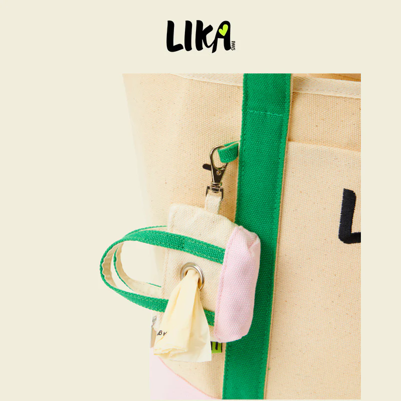 有 LIKAPAWS貓狗用品寵物帆布出行包拾便包撞色設計斜口寵物背包出行 適用於0-12.5kg狗狗