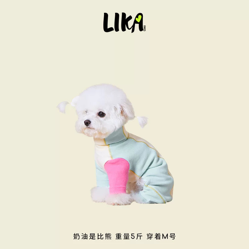 有 LIKAPAWS 寵物四腳衣保暖透氣拼色設計貼身狗狗衣服外出