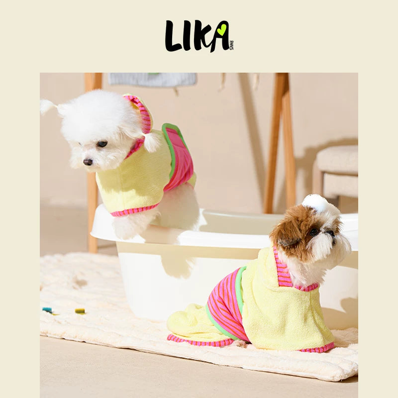 有 LIKAPAWS 新款寵物浴袍手套套装吸水面料狗狗浴巾