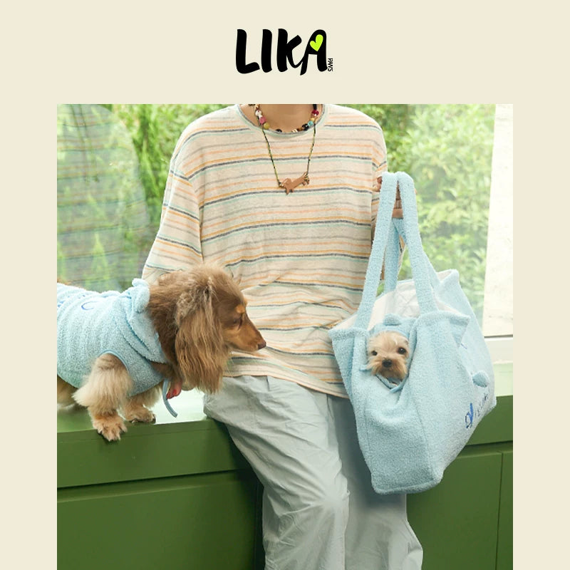 有 LIKAPAWS 秋冬新款中小型犬寵物睡衣套裝柔軟軟糯家居服小熊帽子