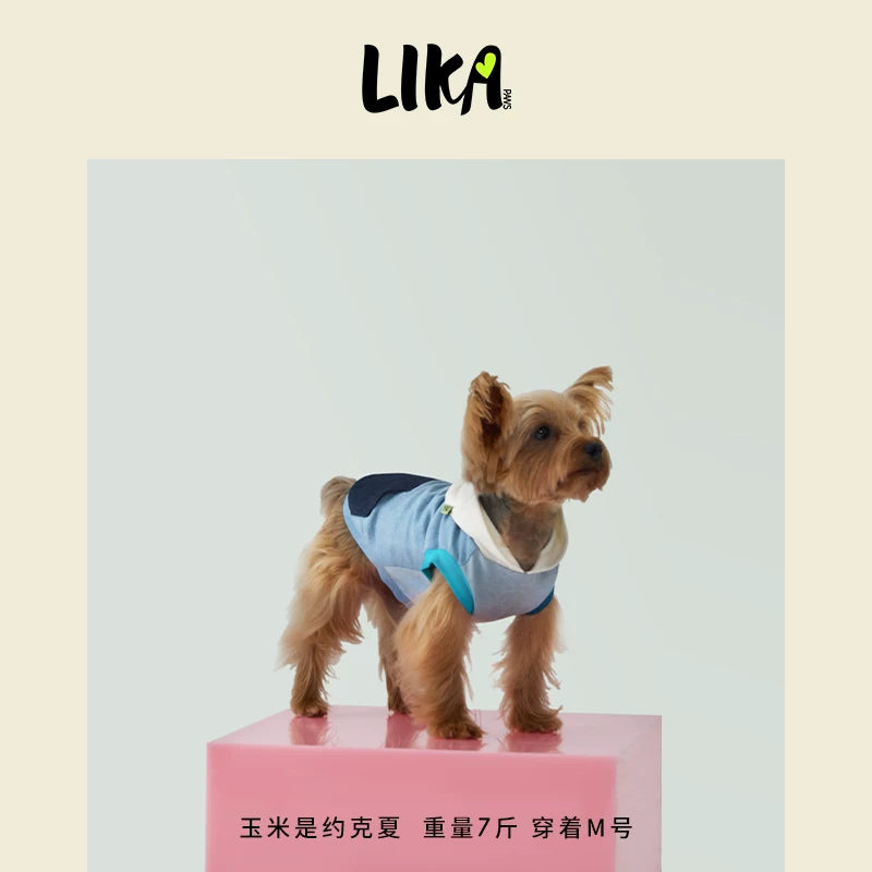 有 LIKAPAWS 中小型犬連帽衛衣耐磨柔軟親膚牛仔藍色