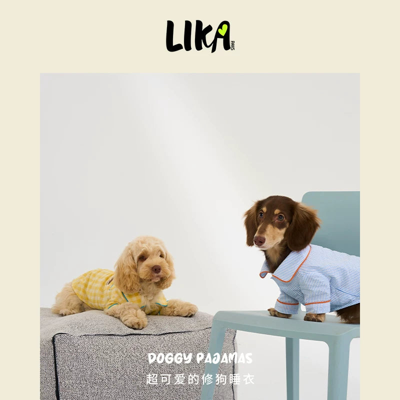 有 LIKAPAWS 全新舒適柔軟條紋寵物貓狗狗居家服睡衣