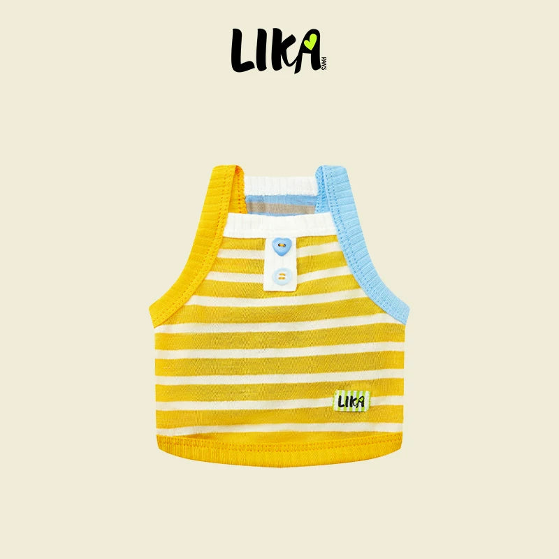 有 LIKAPAWS 春夏全新中小型犬條紋吊帶狗狗衣服輕薄透氣