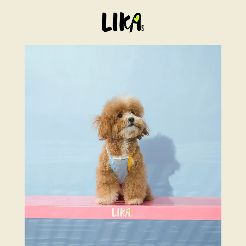 有 LIKAPAWS 春夏全新中小型犬條紋吊帶狗狗衣服輕薄透氣