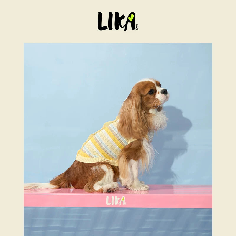 有 LIKAPAWAS 春夏新款中小型犬針織背心萊賽爾輕薄透氣空調房