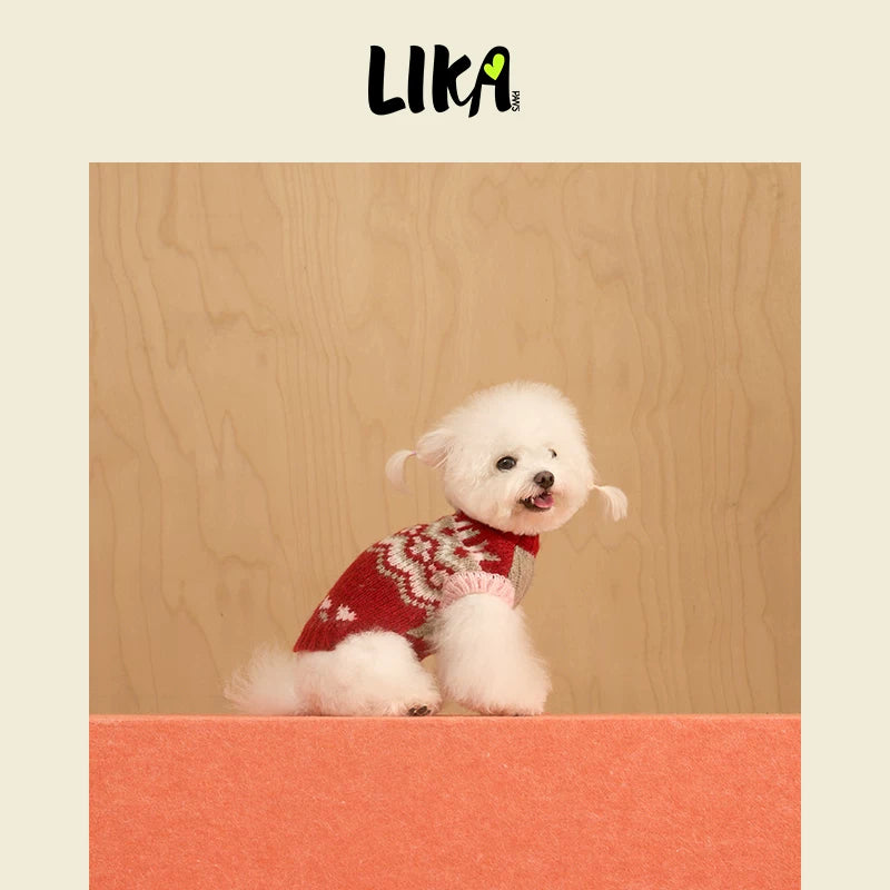 有 LIKAPAWS 秋冬新款中小型犬費爾島毛衣厚實保暖