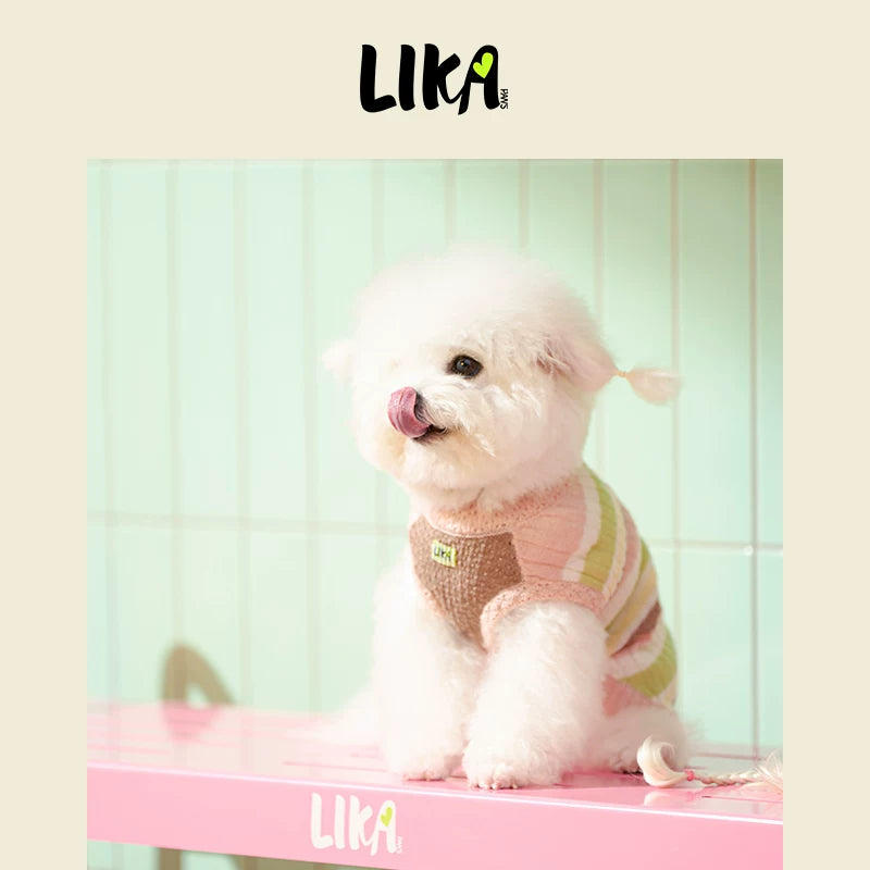 有 LIKAPAWAS 春夏新款中小型犬針織背心萊賽爾輕薄透氣空調房