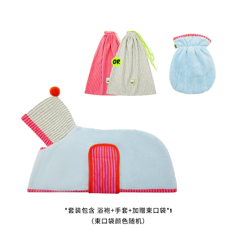 有 LIKAPAWS 新款寵物浴袍手套套装吸水面料狗狗浴巾