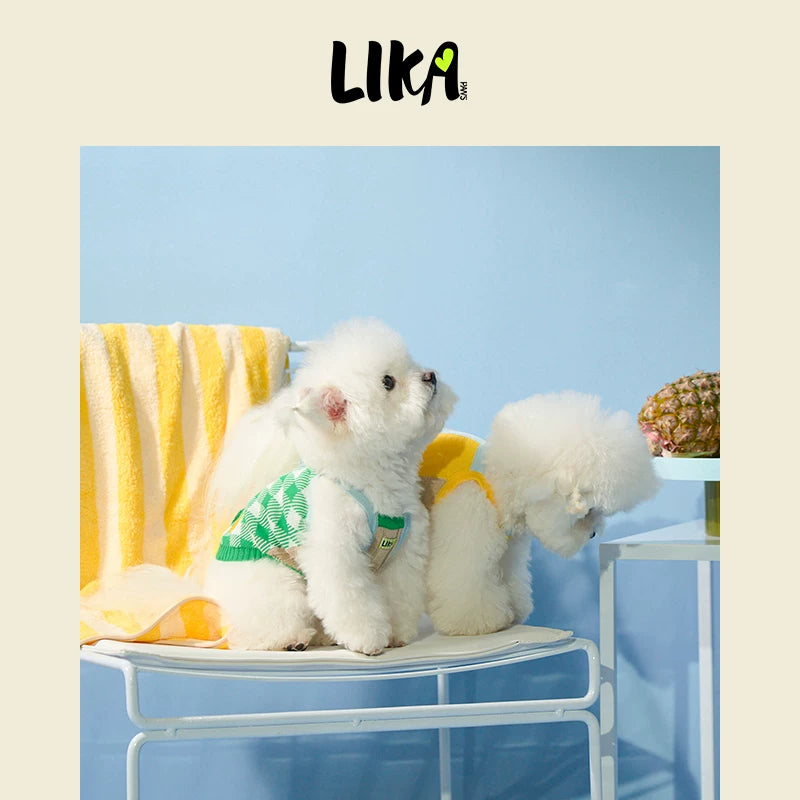 有 LIKAPAWS 春夏新款中小型犬針織吊帶萊賽爾清涼薄透柔軟空調房