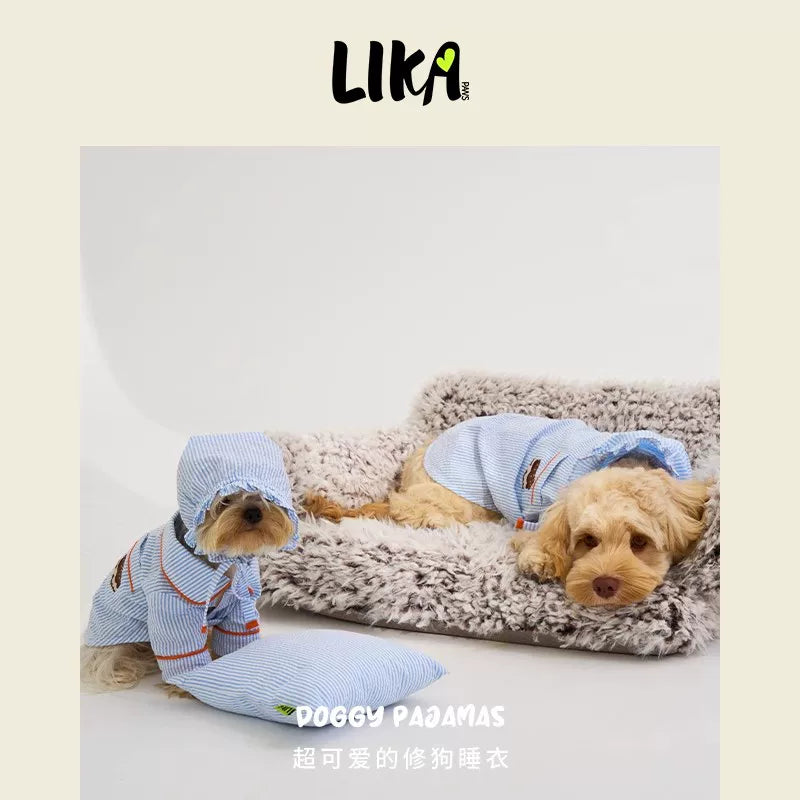 有 LIKAPAWS 全新舒適柔軟條紋寵物貓狗狗居家服睡衣