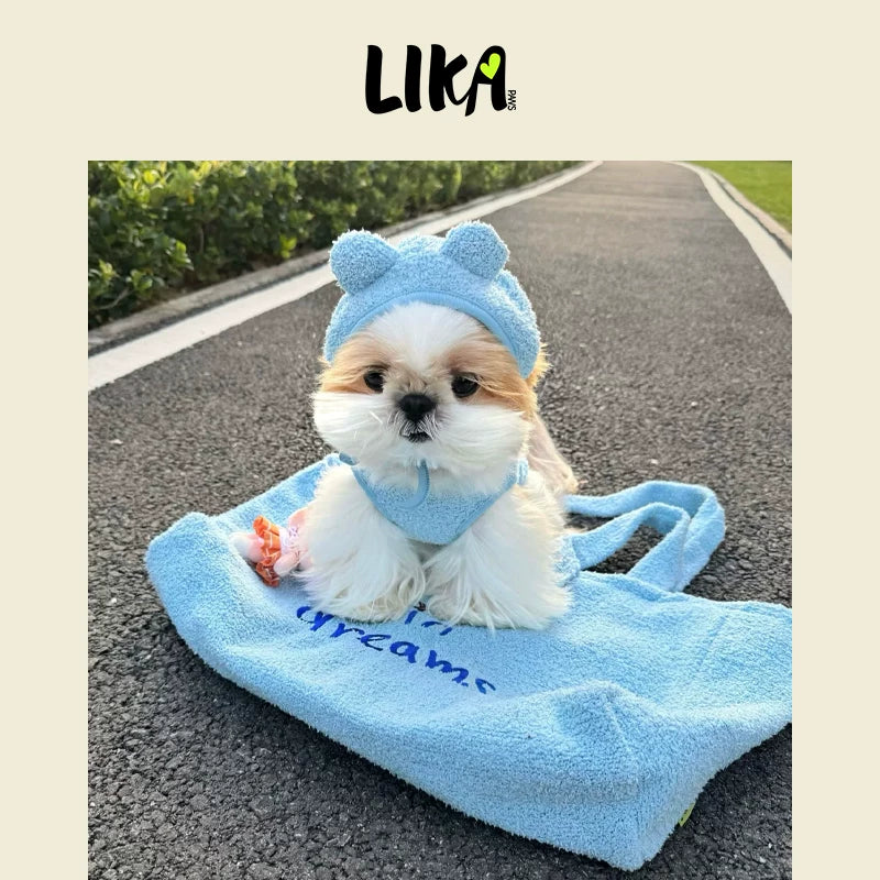有 LIKAPAWS 秋冬新款中小型犬寵物睡衣套裝柔軟軟糯家居服小熊帽子