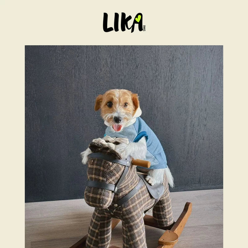 LIKAPAWS Kapuzenpullover für kleine und mittelgroße Hunde, strapazierfähig, weich und hautfreundlich in Denimblau