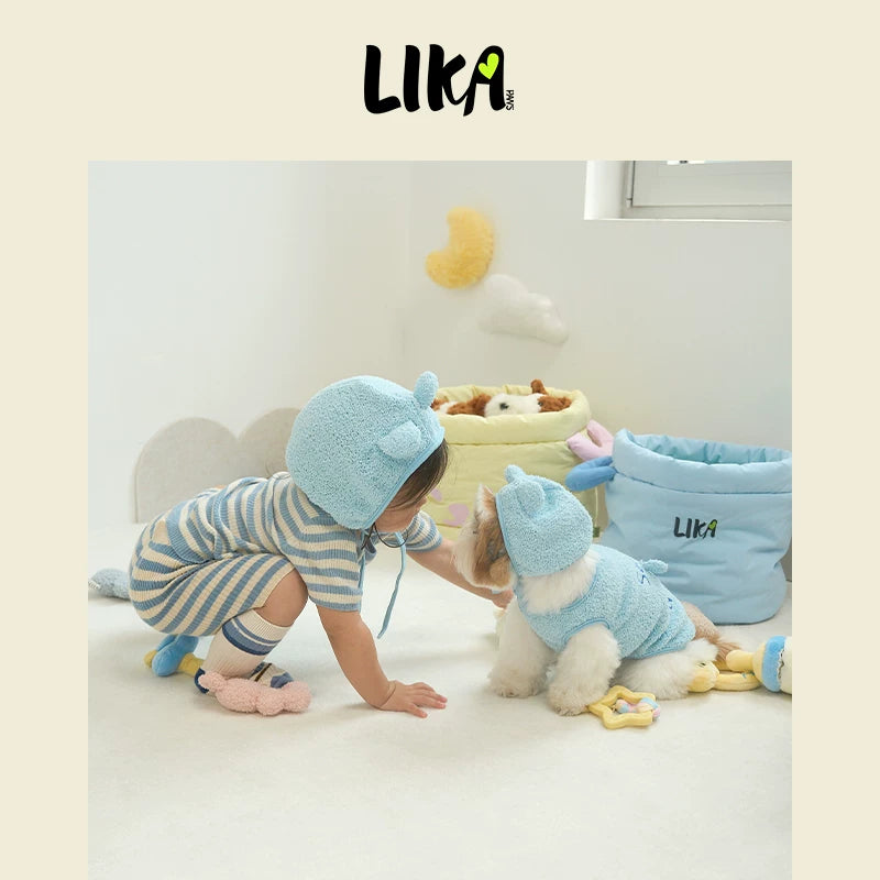 有 LIKAPAWS 秋冬新款中小型犬寵物睡衣套裝柔軟軟糯家居服小熊帽子