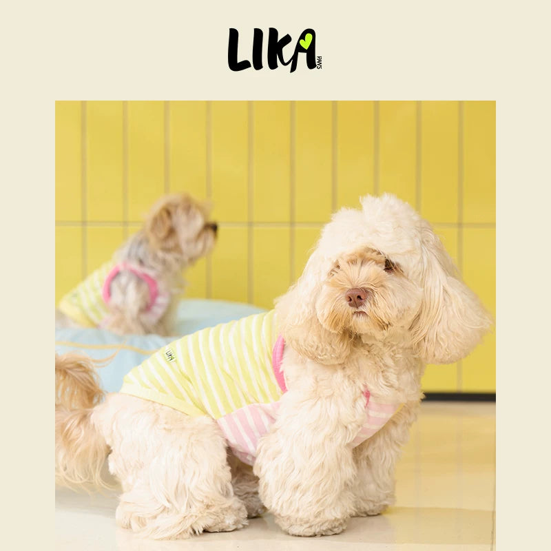 有 LIKAPAWS 春夏全新中小型犬條紋吊帶狗狗衣服輕薄透氣