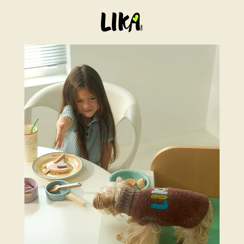 有 LIKAPAWS 秋冬新款中小型犬高領毛衣柔軟刺繡