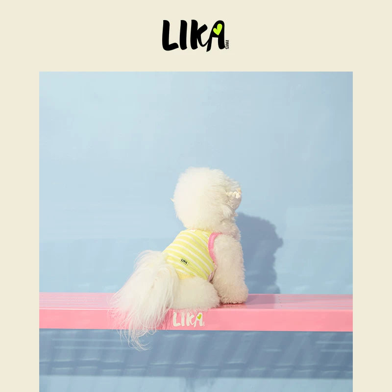 有 LIKAPAWS 春夏全新中小型犬條紋吊帶狗狗衣服輕薄透氣