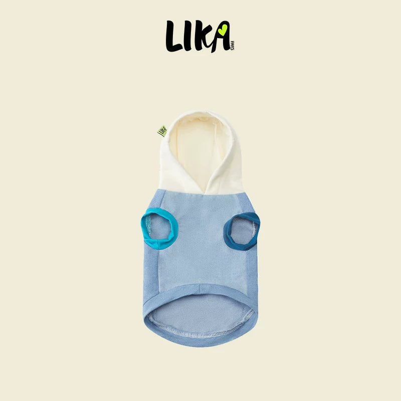 有 LIKAPAWS 中小型犬連帽衛衣耐磨柔軟親膚牛仔藍色