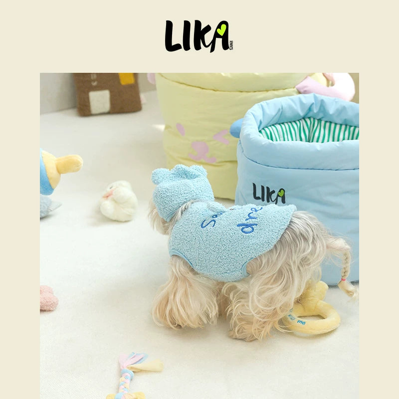 有 LIKAPAWS 秋冬新款中小型犬寵物睡衣套裝柔軟軟糯家居服小熊帽子